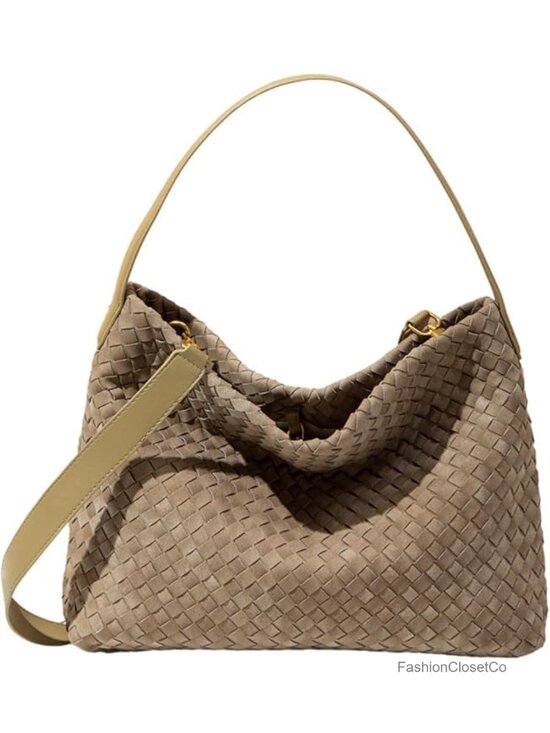 Handbags - Woven Faux Leather Hobo Shoulder Bag Satchel Crossbody Tote Handbag with